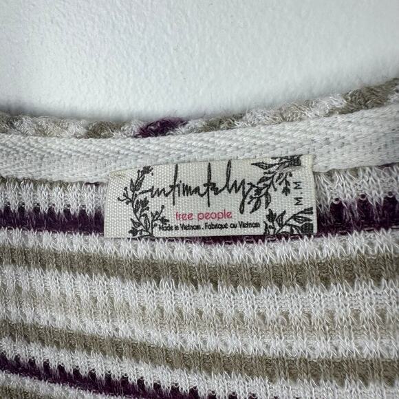 Free People Intimately Free Thermal Bodysuit By The Fire Women M Stripe Cream - Picture 7 of 9